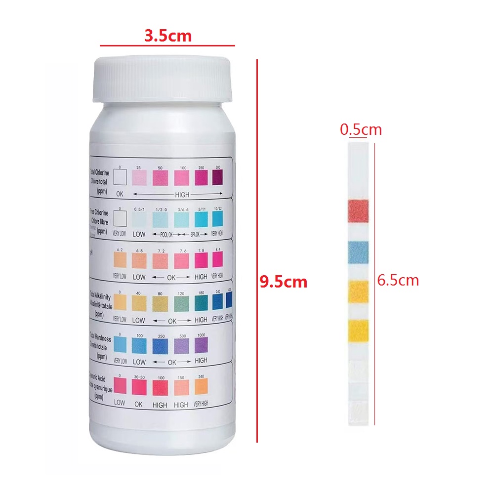 Ph Strip Test - 50pcs/Bottle Multipurpose 6 in 1 Chlorine