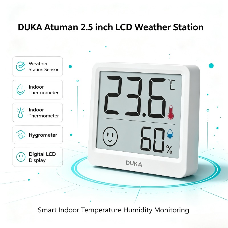 DUKA Atuman 2.5 inch LCD Elect - Weather Station Indoor ulasan dan harga