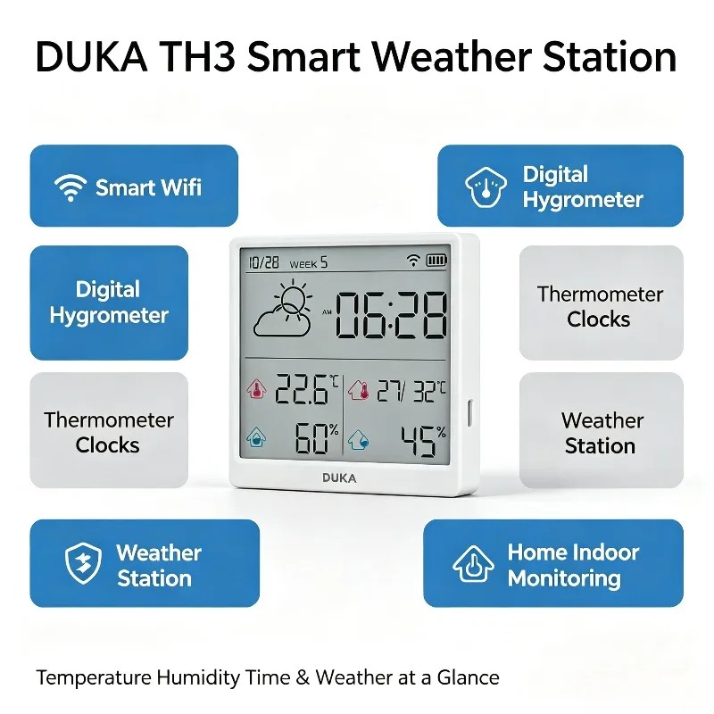 DUKA TH3 Wifi Smart Temperatur - Weather Station Indoor ulasan dan harga